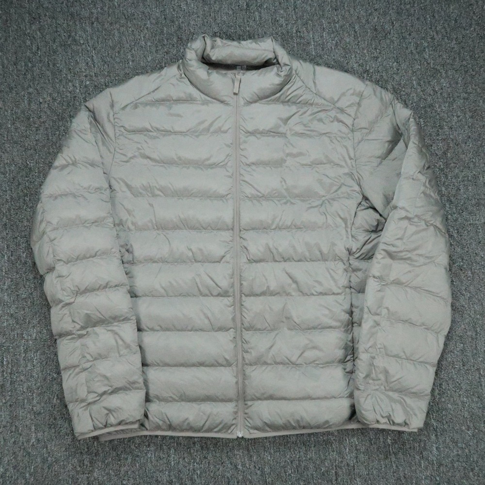 Uniqlo Jacket Mens XL Gray Ultra Light Down Full Zip Pockets Puffer Lightweight